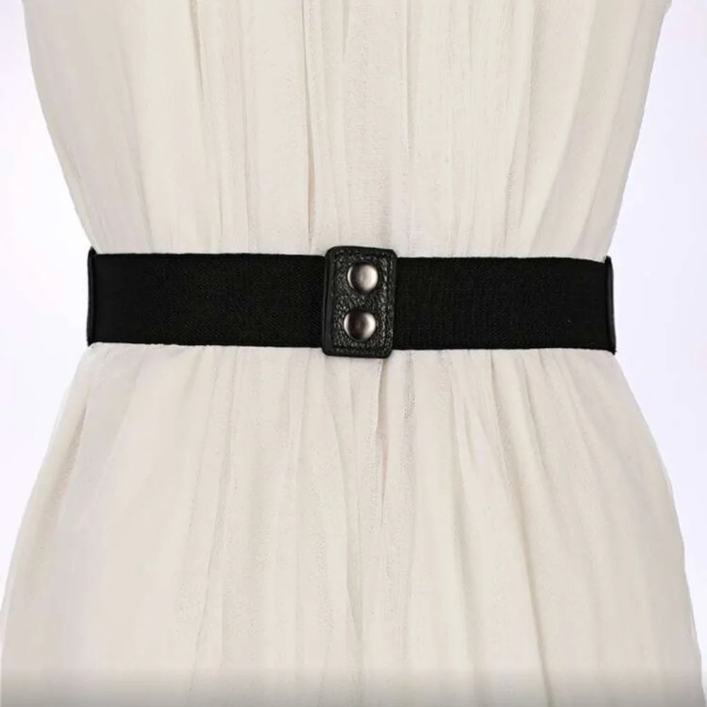 Black Western Women’s Vegan Leather Double Buckle Belt with Silver Buckles